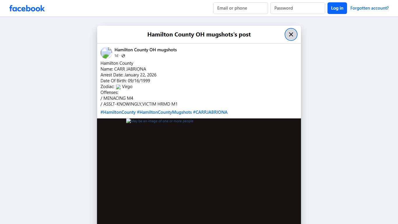 Hamilton County Name: CARR... - Hamilton County OH mugshots Facebook